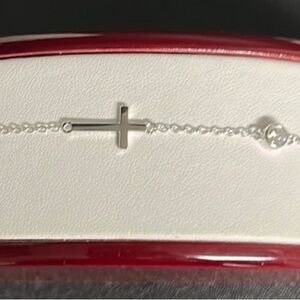 Bezel Moissanite & Cross Bracelet